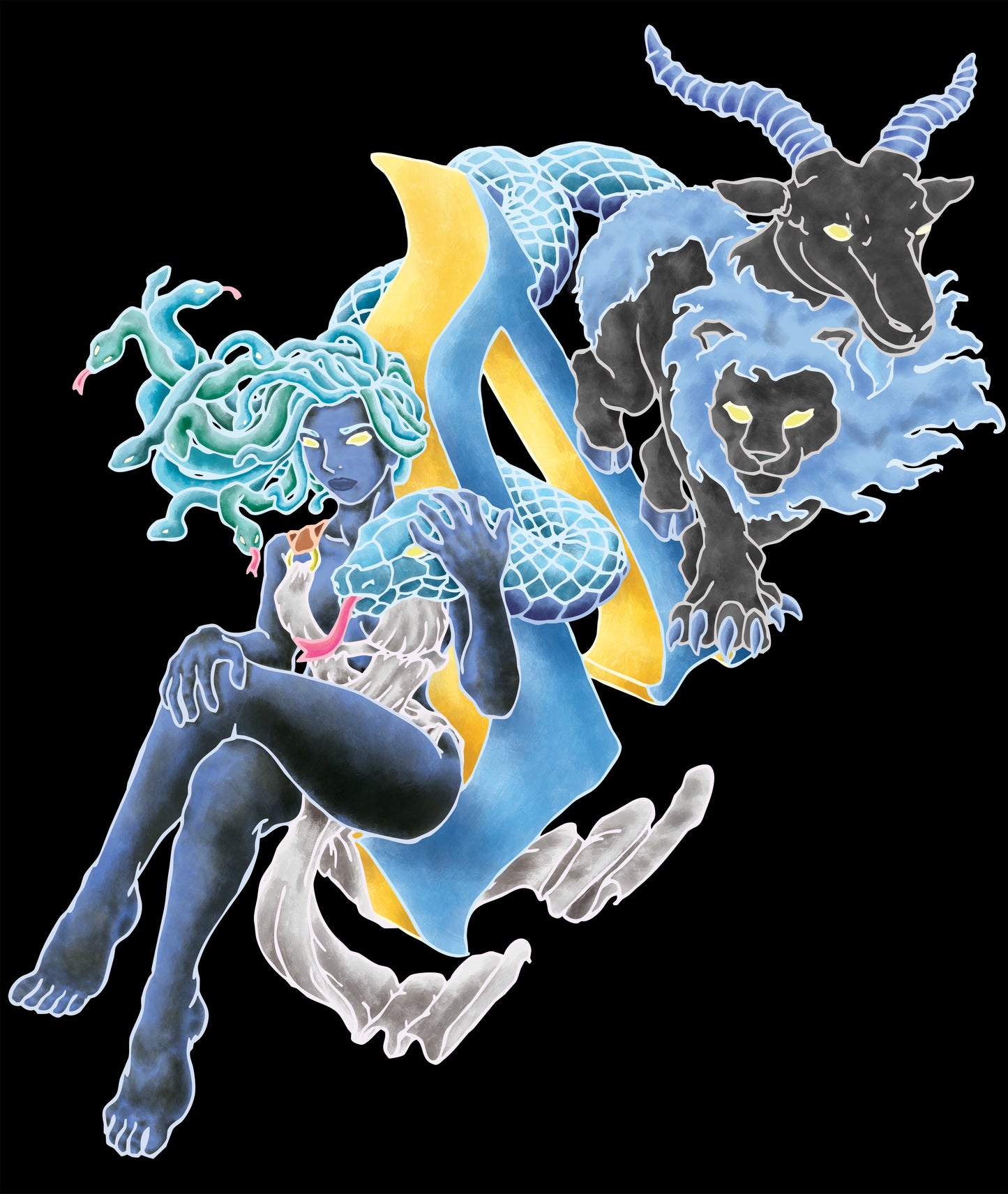 "Medusa and Chimera" Back Print Edition